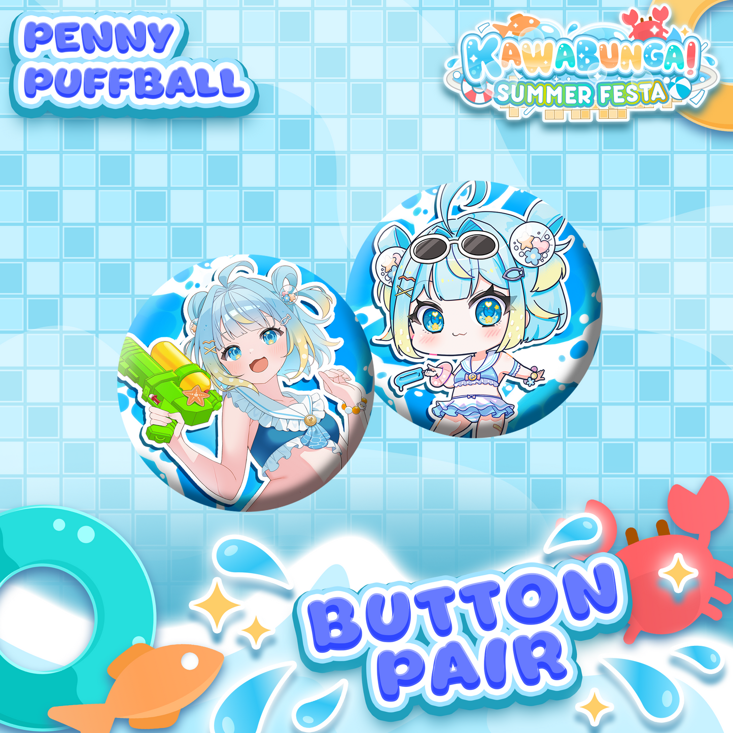 Penny Puffball : Button Pair
