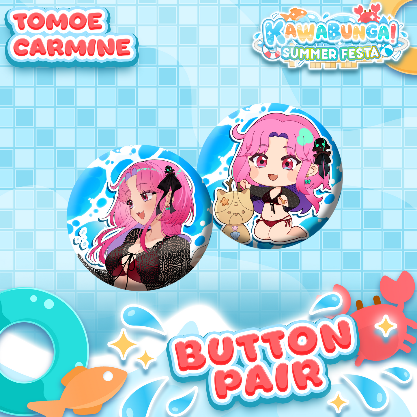 Tomoe Carmine : Button Pair