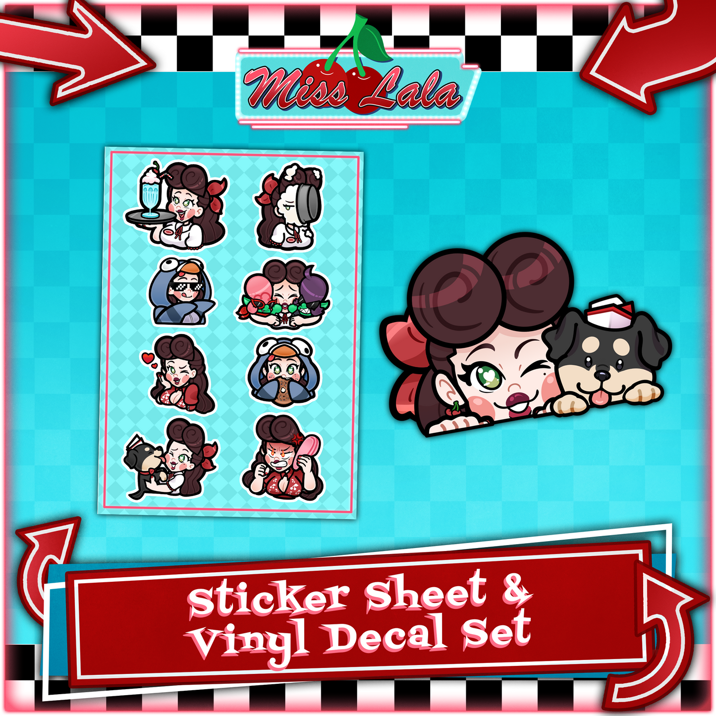 Miss Lala : Sticker Sheet and Decal Pair