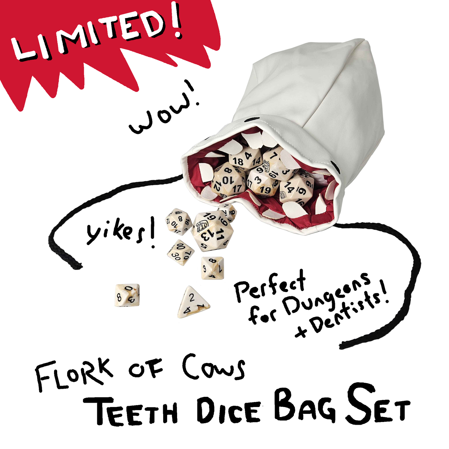 Flork of Cows : LIMITED Teeth Dice Bag Set