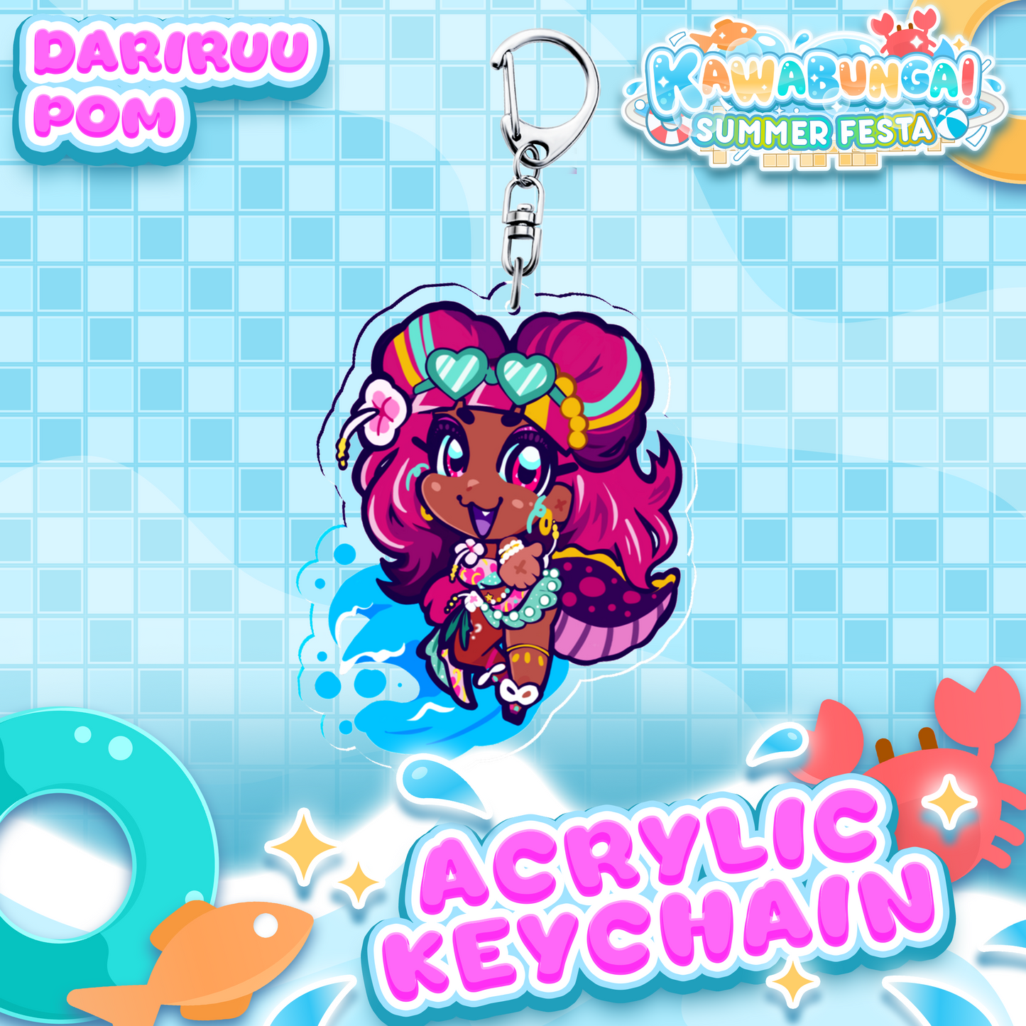 Dariruu Pom : Kawabunga Keychain