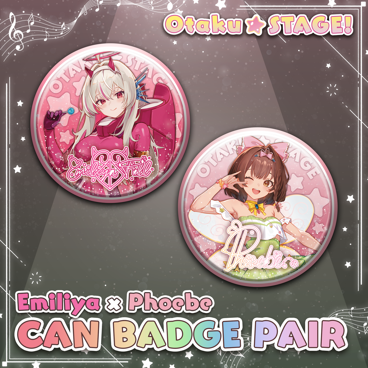 Otaku Stage : Emiliya & Phoebe Can Badge Set