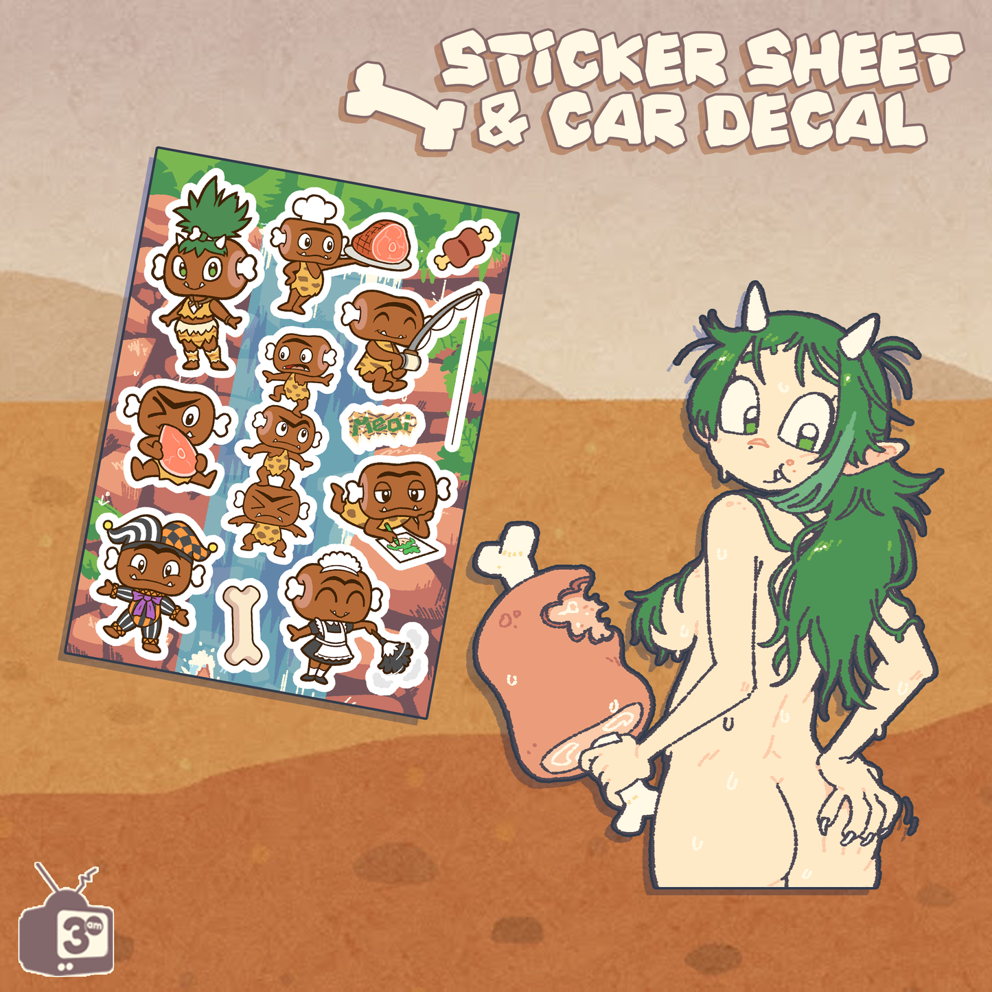 3am : Meat Sticker Sheet and Decal