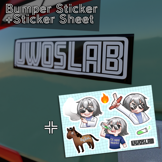 Uwos Lab : Sticker Sheet and Bumper Sticker Combo