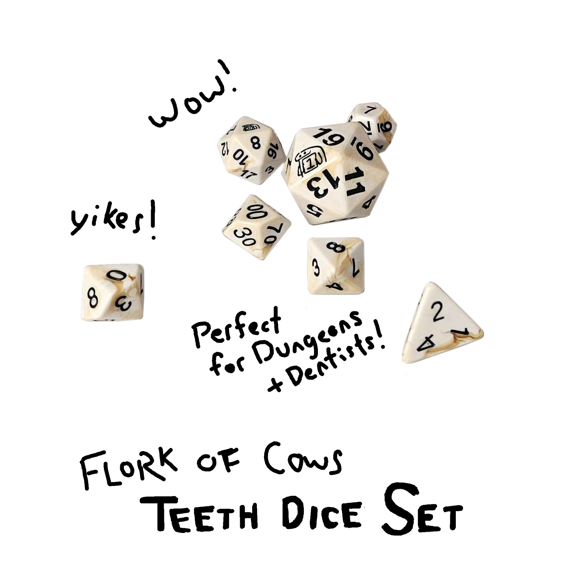 ToLikerCoffee STUDIOwad FU-RIN KAZANコラボ Flork of Cows : Teeth Dice Set – Kawa Entertainment