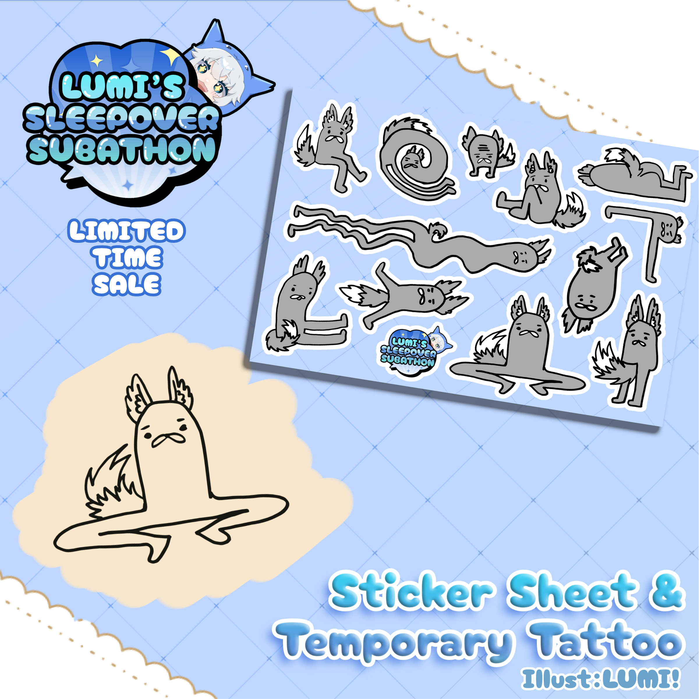 Rotating Subathon Sticker Lumi : Sleepover Subathon - Sticker Sheet & Temporary Tattoo – Kawa ...